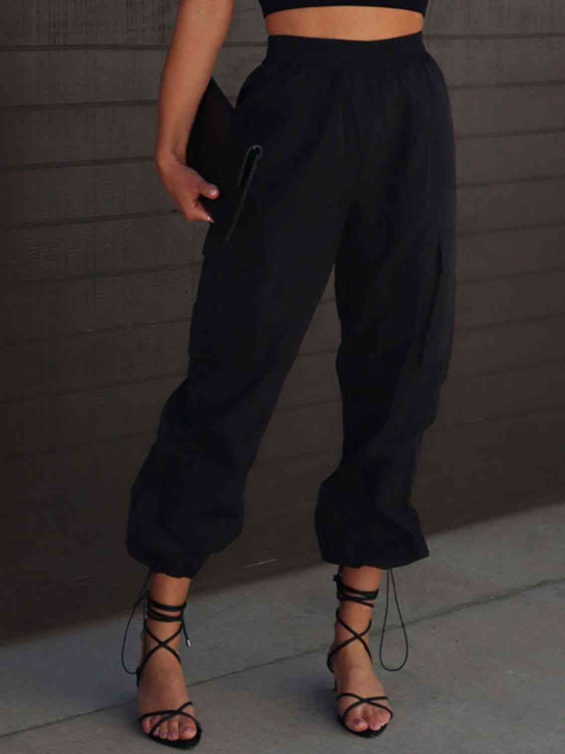 High Waist Drawstring Pants with Pockets Orchid Unique 