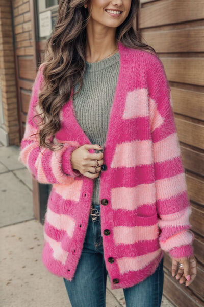 Winter Wonderland Pink Fluffy Cardigan: Cozy Elegance for Your Seasonal Style