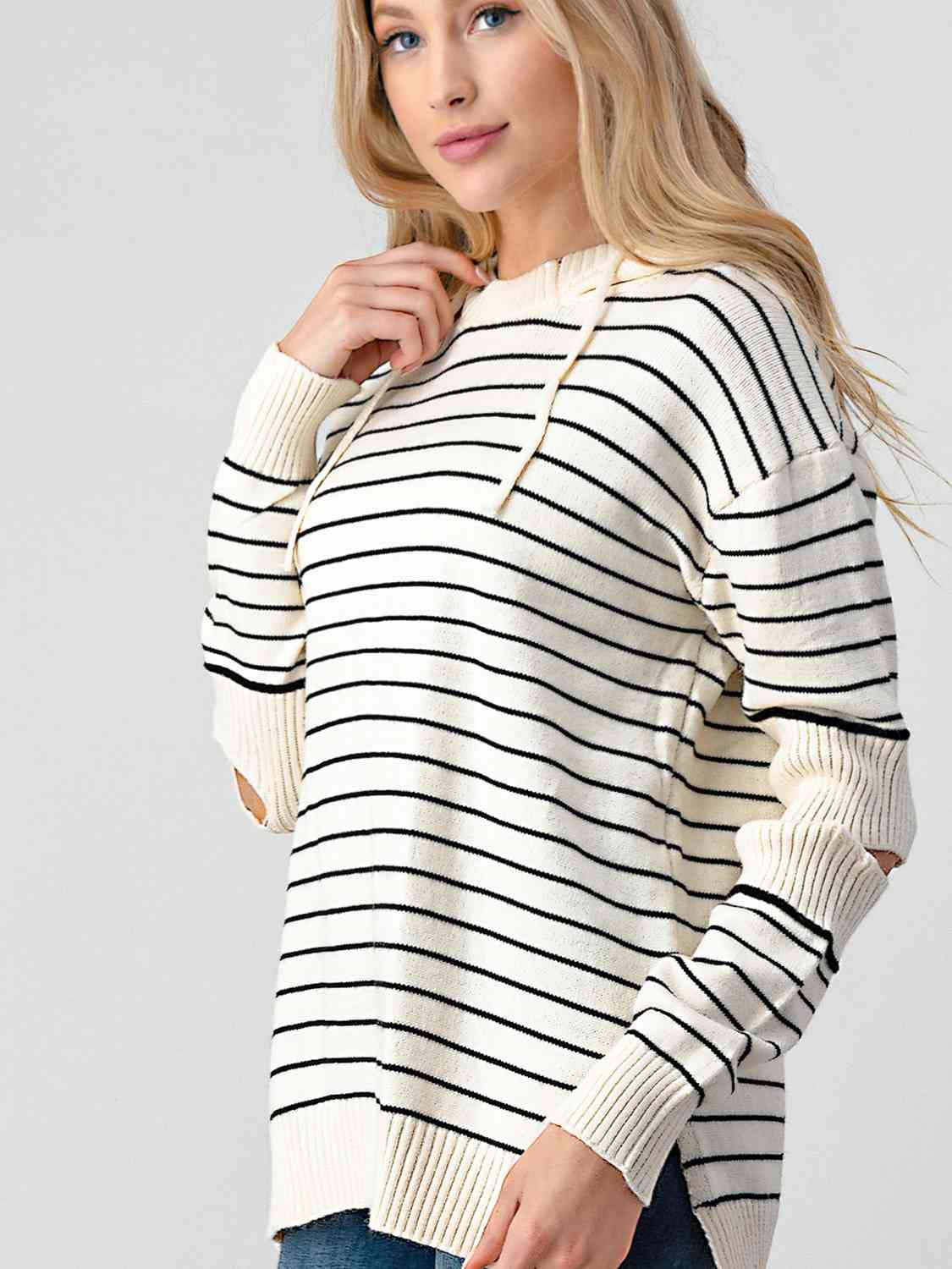 Striped Cutout Slit Sweater Orchid Unique 